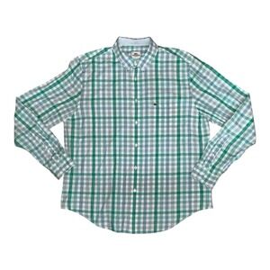 Lacoste Men's Regular Fit Button‑Down Shirt – Green/Blue/White Check Size 44